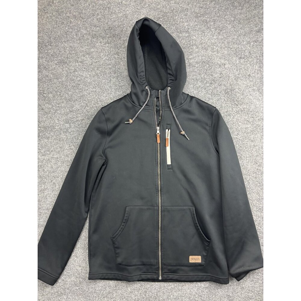 Dravus Jacket Mens Small Black Hooded Softshell Fleece Lined‎ Full Zip Outdoor